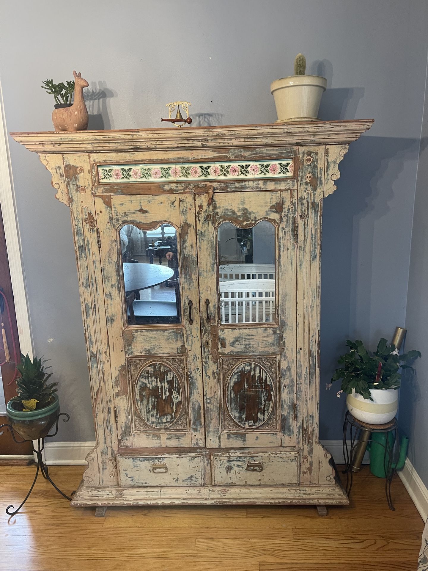 Wood Storage Cabinet -Floral Titles