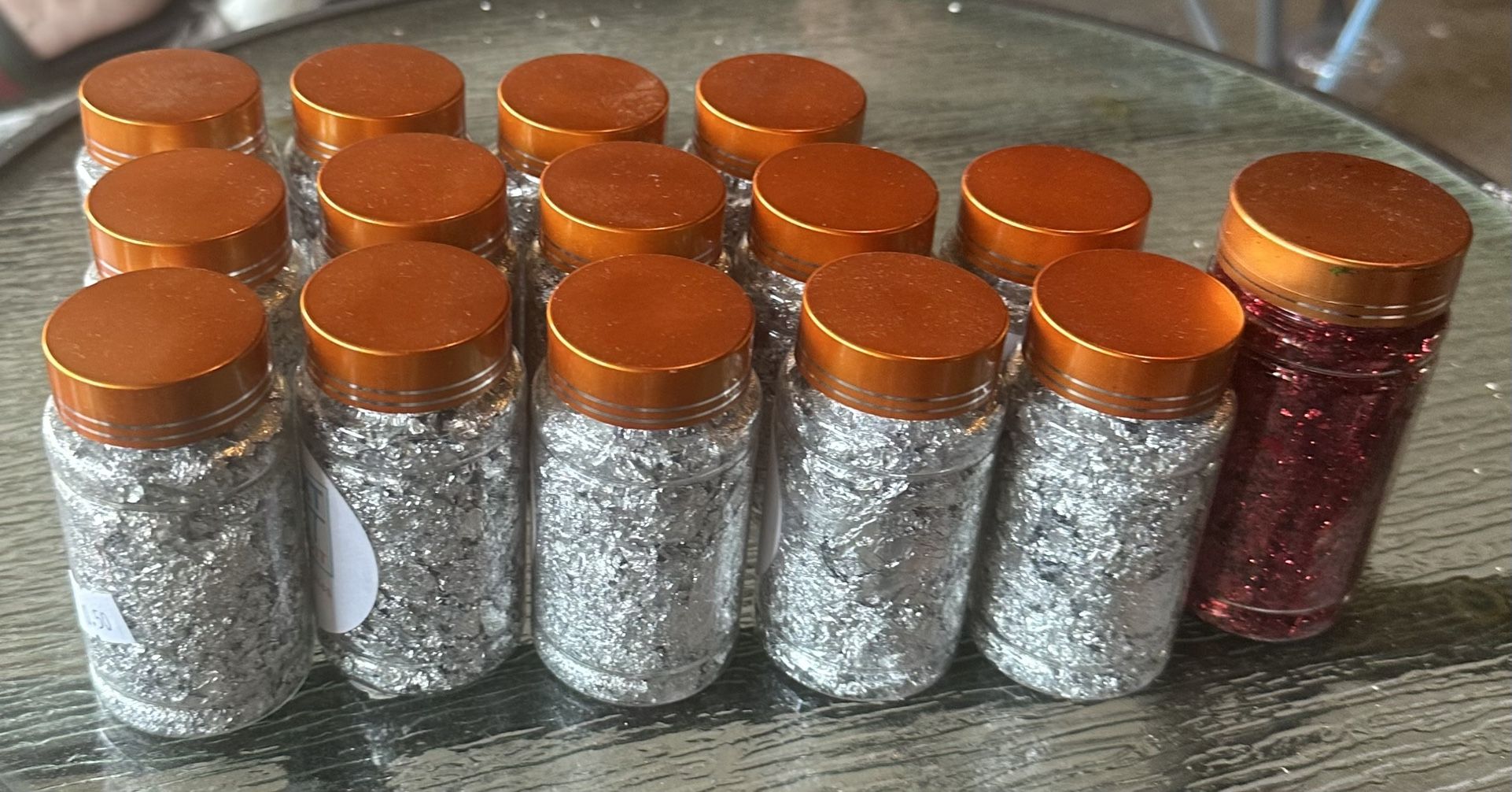 Silver Flakes And 1-Red Flakes