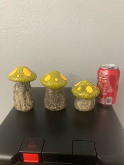 Set of 3 small cement mushrooms for $10
