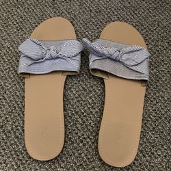 Blue abd White Striped Thin Sandals Size 9