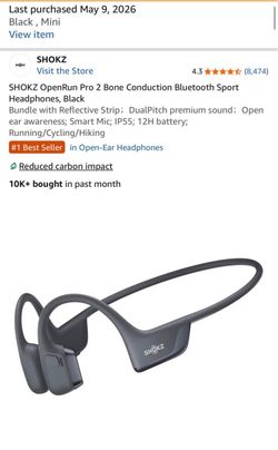 SHOKZ OpenRun Pro 2 Bone Conduction Bluetooth Sport Headphones, Black