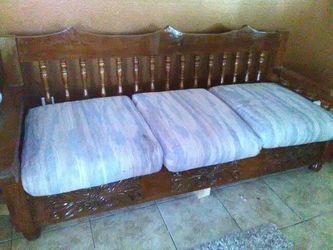 Solid wood sofa and single.