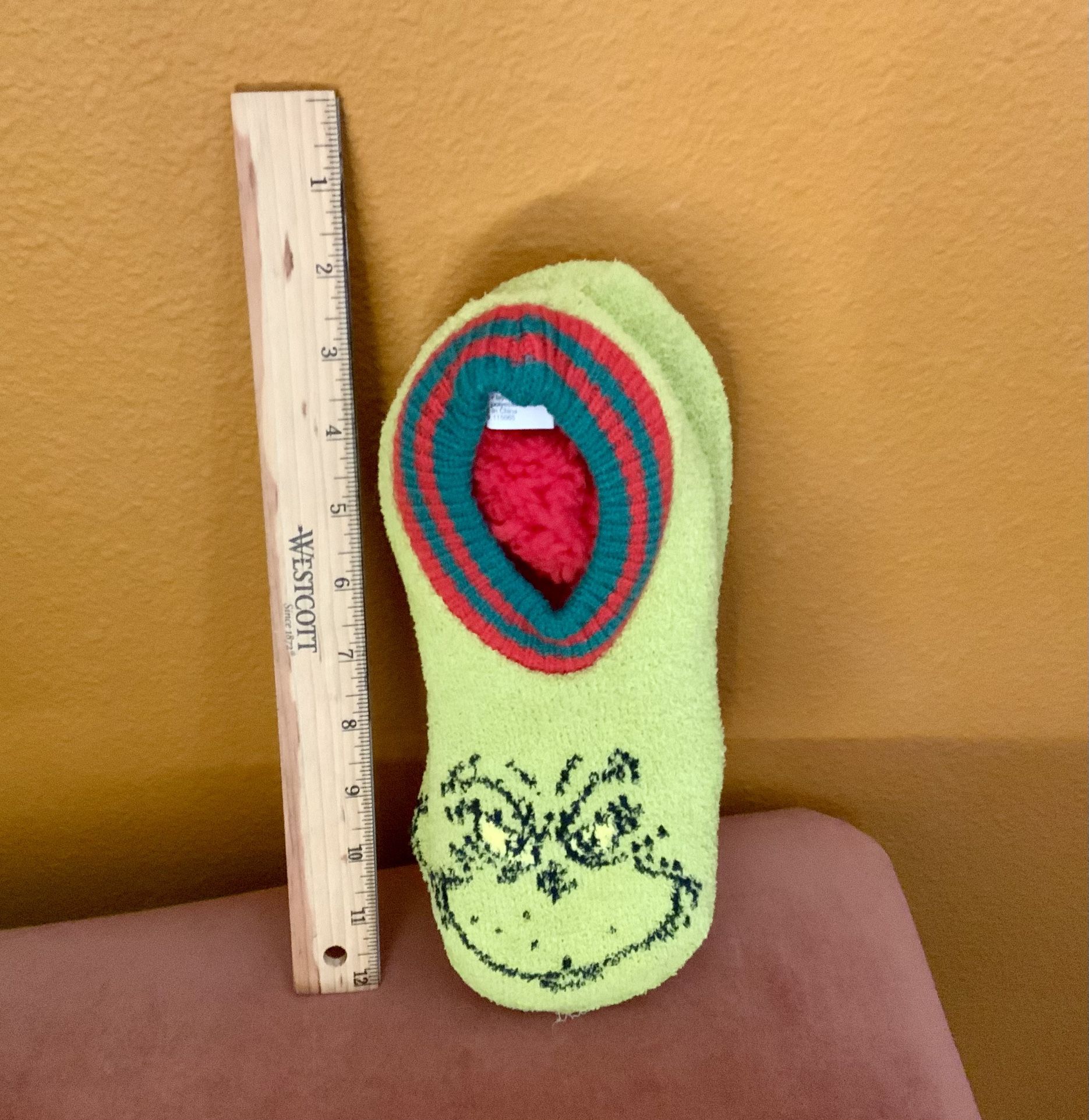CHRISTMAS GRINCH BIG FACE KNIT SLIPPER SOCK