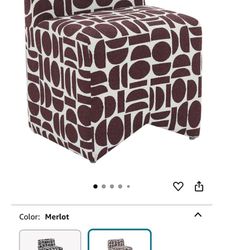 Tov Furniture Pippa Merlot Geometric Jacquard Weave Stool - Chair 