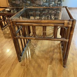 Antique wicker Indoor/Outdoor Furniture with Glass Tops 