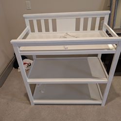 White Wood Changing Table – Sturdy & Clean – Nursery Essential