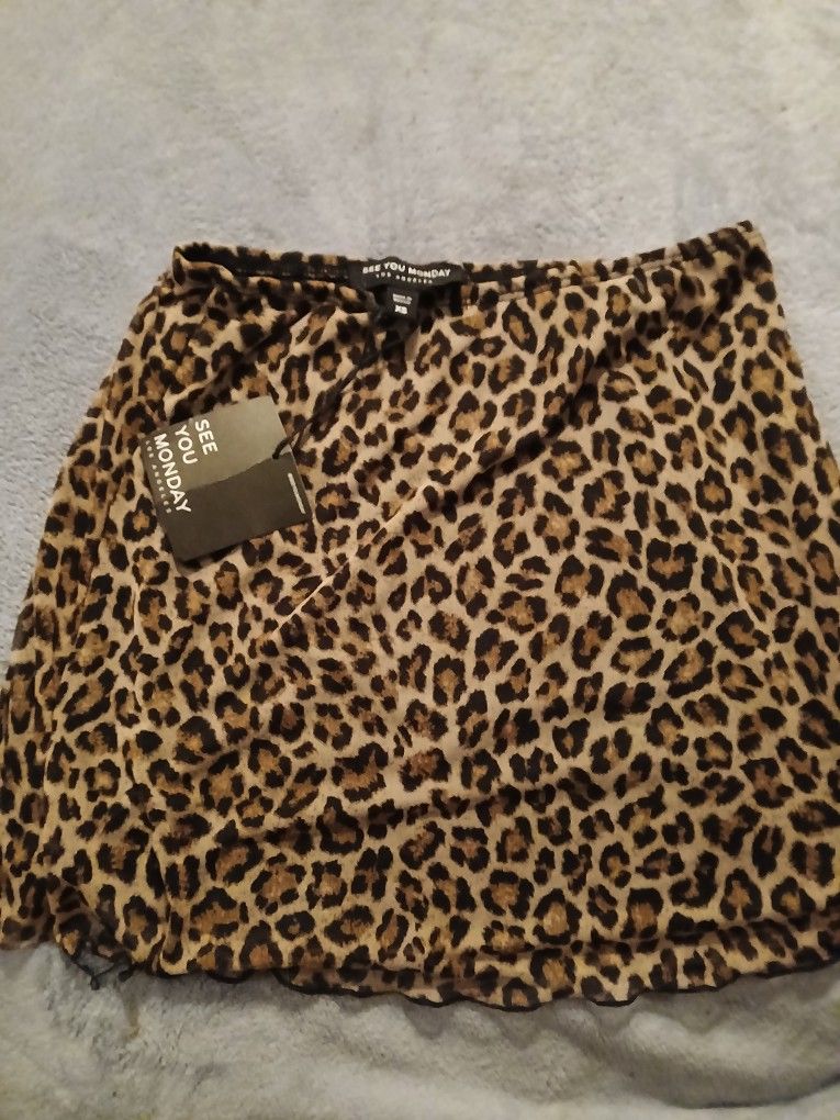 Leopard Print Mini Skirt