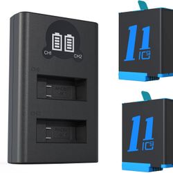 9/10/11 Batteries 2-Pack and 2-Channel Charger Compatible with GoPro Hero 9 Black, GoPro Hero 10 Black, GoPro Hero 11 Black (Fully Compatible with GoP
