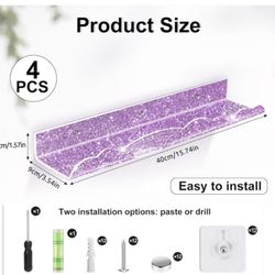 New In Box. Acrylic Purple 💜 Floating Shelves. Set Of 4. Very Nice. Cute For Daughters Bedroom Etc. See Photos. Great 👍 Price. Cash And Pickup Only