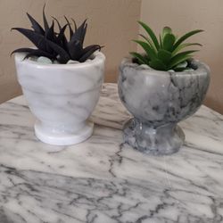 $10 Each Marble Mortars with Rock and Artificial Succulent 