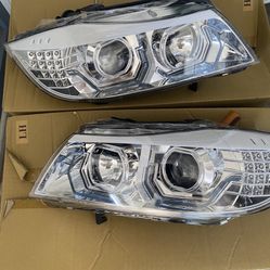 2009-2012 BMW 3-Series 3D Crystal Blue Dual U-Halo headlight