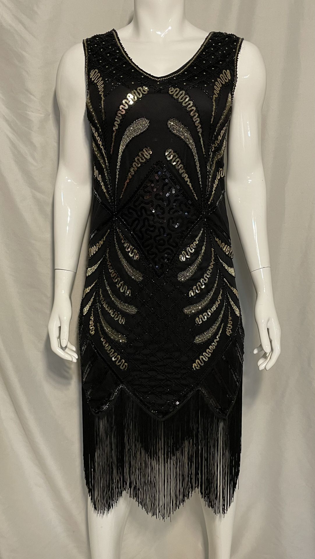 Made In China Black Fringe Dress Women’s Size 10