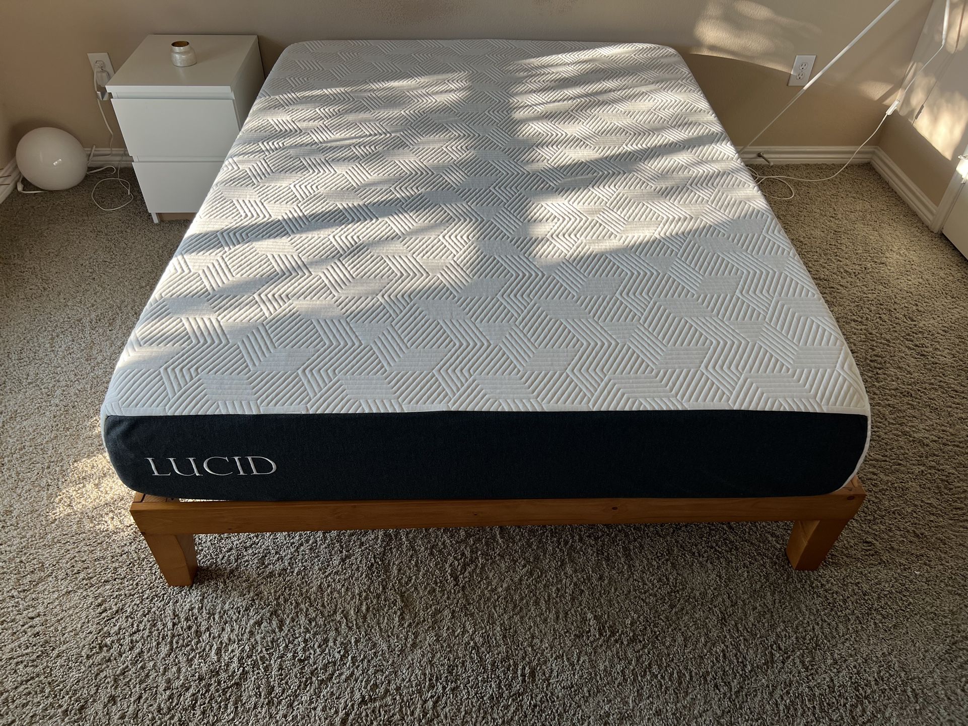 Available July 1st - Queen Size Platform Bed Plus Lucid Mattress For Sale