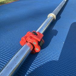 6’ Solid Steel Standard Barbell With New Quick Locking Collars 