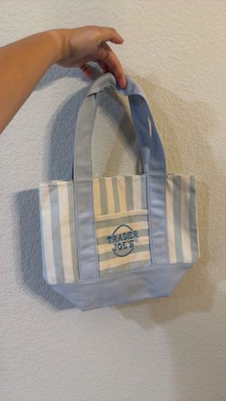 Trader Joe’s Striped Mini Canvas Tote Bag Blue