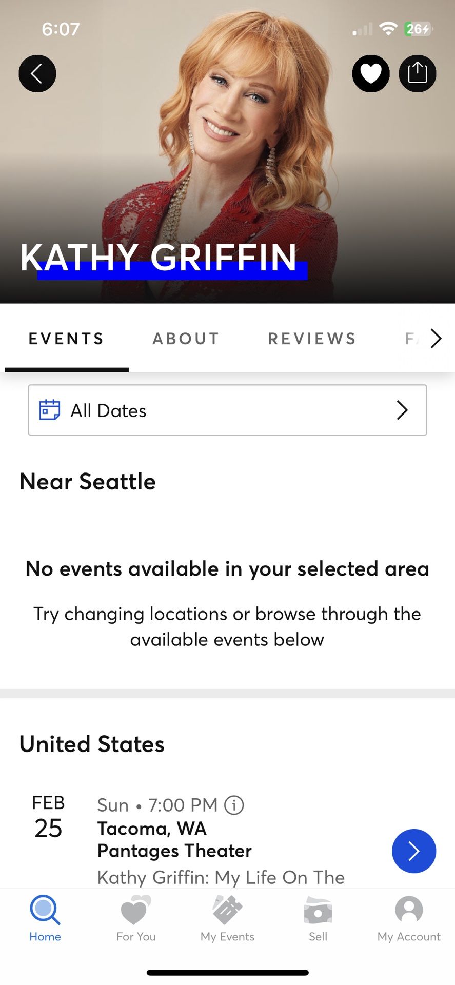 Kathy Griffin Tickets X2 - Tacoma - 2/25 