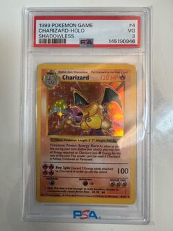1999 Charizard - Holo - Shadowless - PSA 3