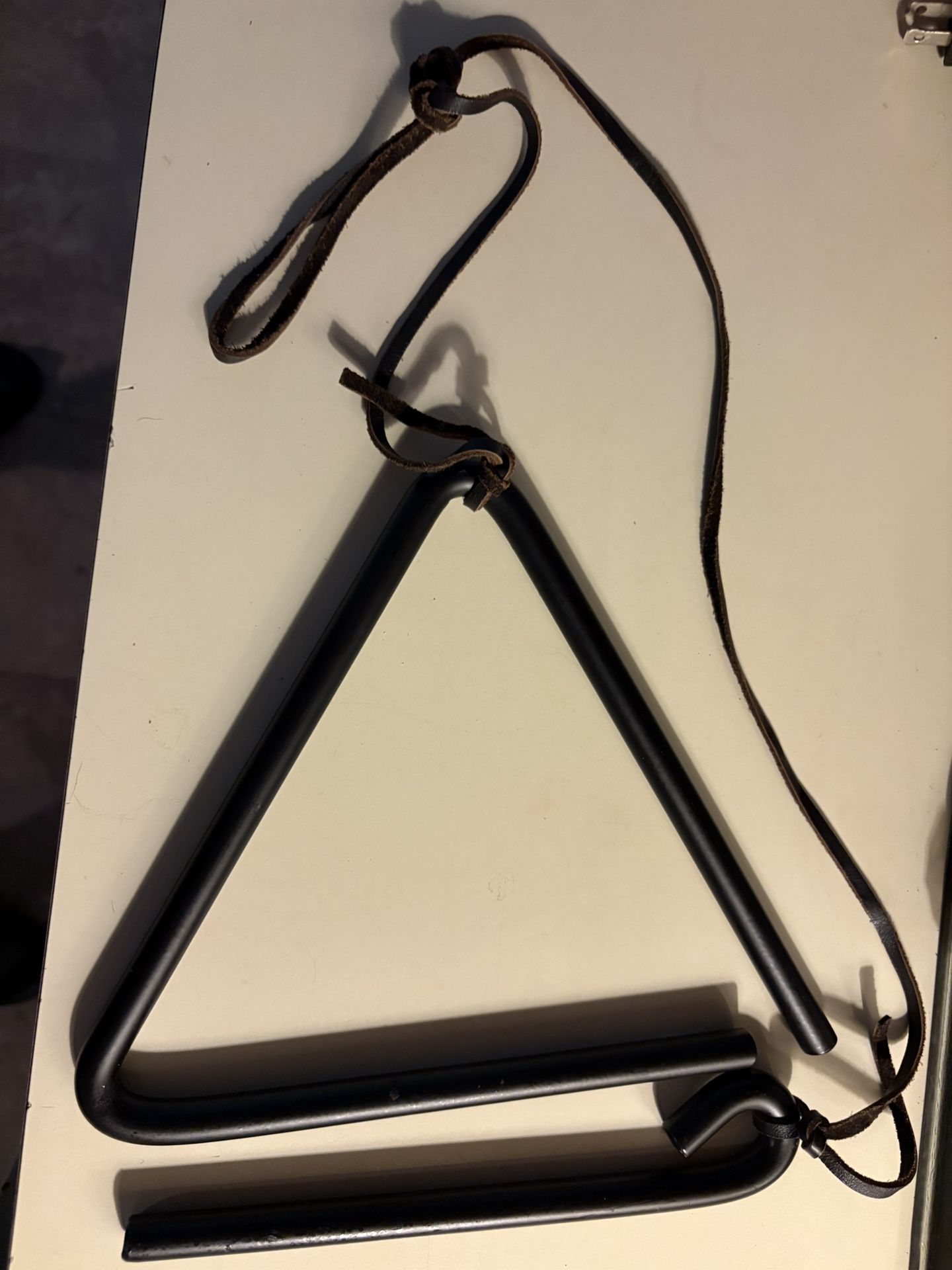 Vintage/ Rustic Dinner Bell , Triangle Gong With Leather Straps
