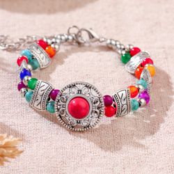 Hollow Out Round Colorful Vintage Bracelet