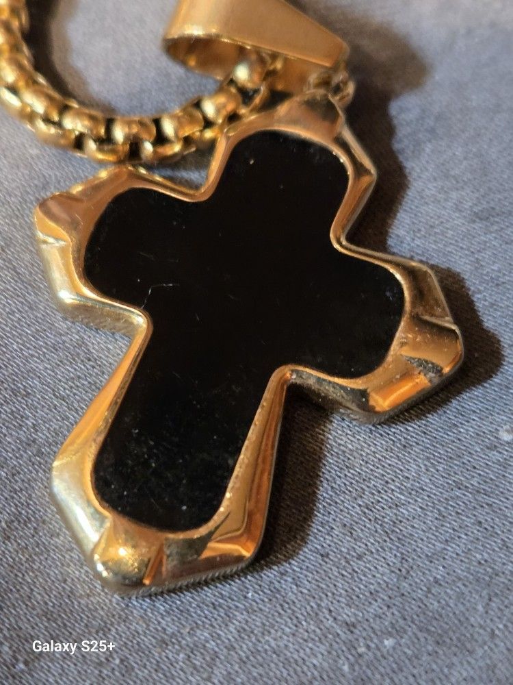 black enamel cross pendant