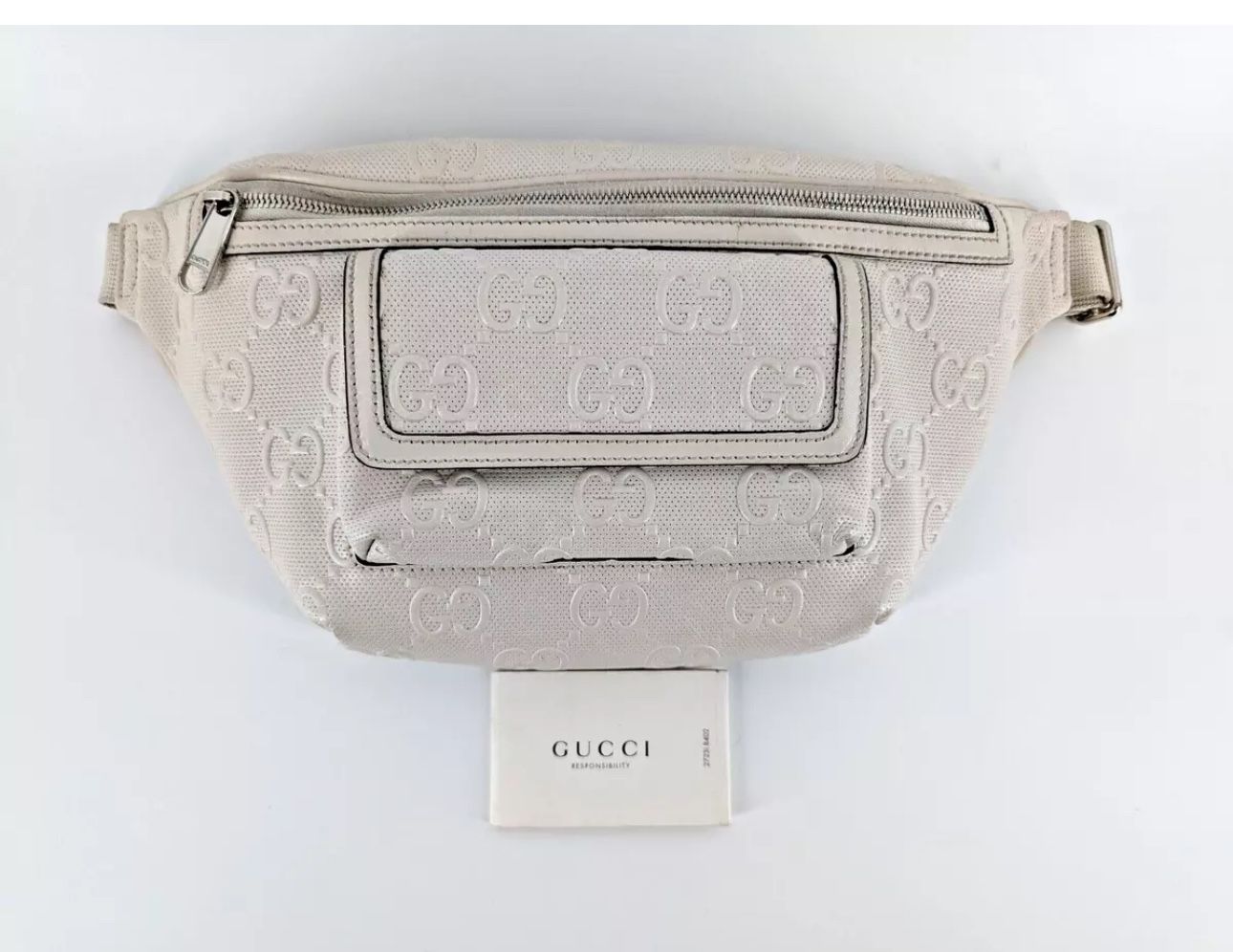 Gucci Embossed Belt bag in white 
