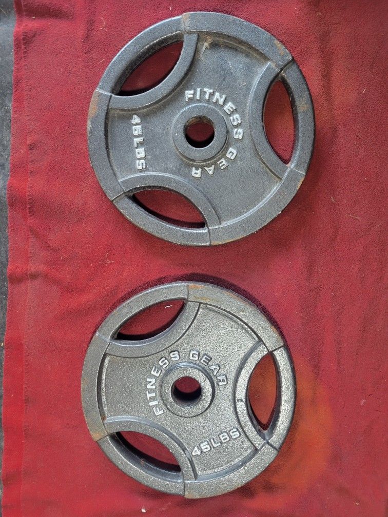 FITNESS GEAR SET OF 45s. TOTAL 90LBs 
11525 S HALSTED DUNKIN/7111.S WESTERN WALGREENS 
90$  CASH ONLY AS IS 