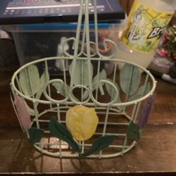 Metal basket, different color, flowers on it