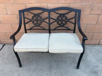 Outdoor Cast Aluminum Loveseat Bench with Cushions