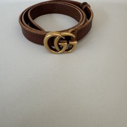 Gucci GG Marmont Brown Thin Belt 75 Brown