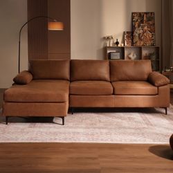 Ovios 100.40" Reversible Chaise Sofa Suede Fabric