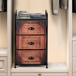 3 Drawer Fabric Dresser Storage Sturdy Steel Frame Closet