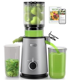 Cold Press Juicer, ECOSELF Juicer Machines with Large Feed Chute Fit Whole Fruits & Vegetables