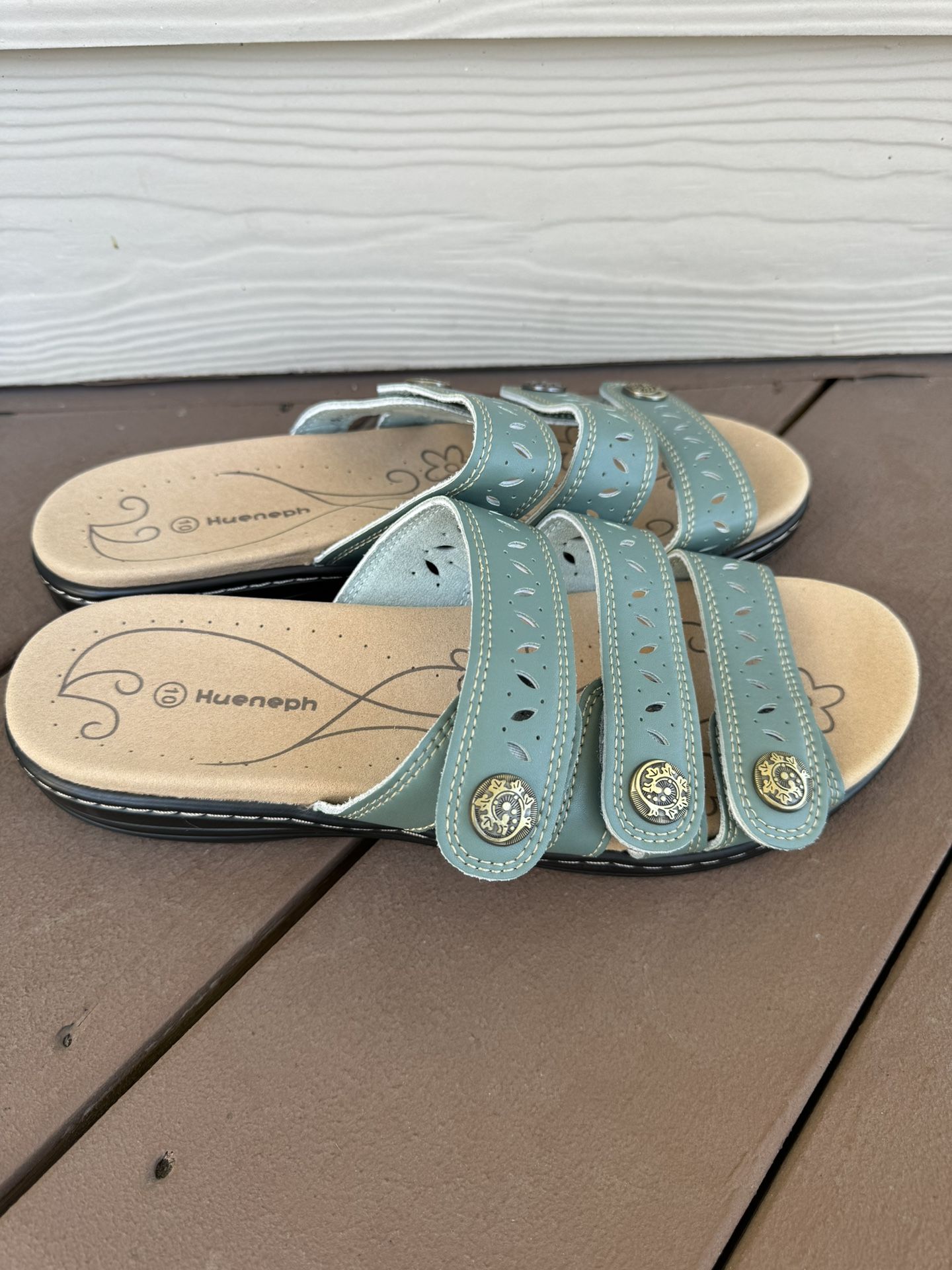 Womans Size 10 Women's Comfort Leather Slides Lightweight Flat Sandals Cute Slip On Casual Walking Slippers