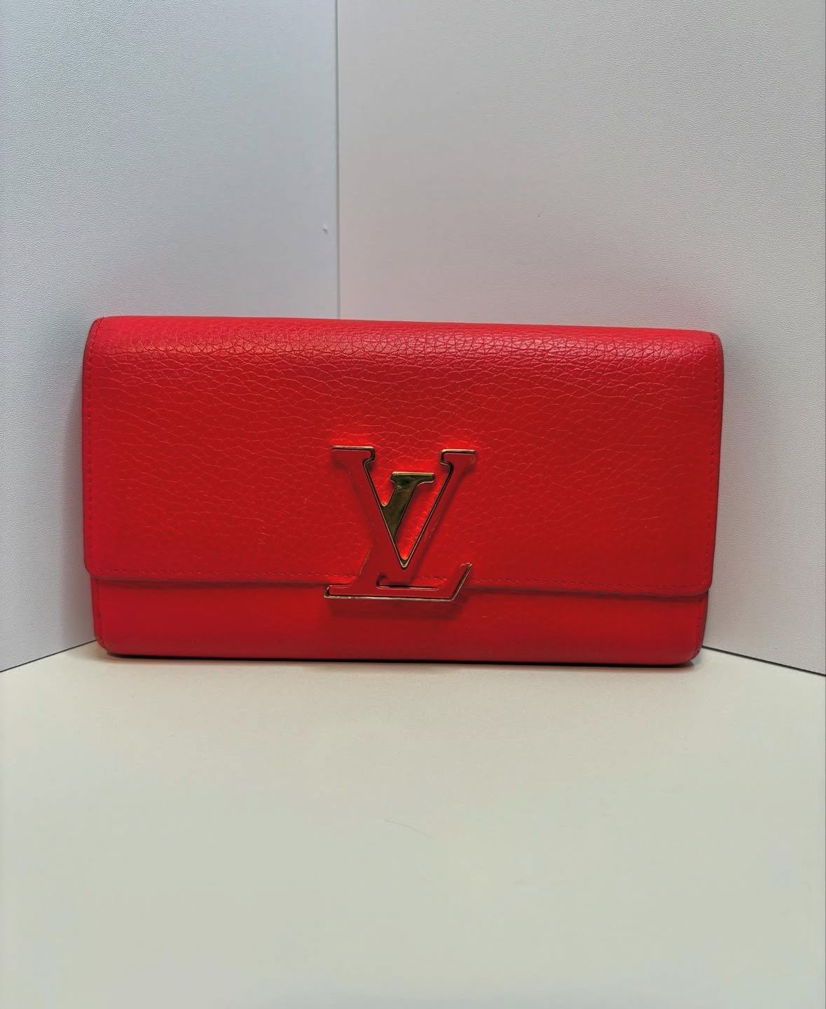 Louis Vuitton Red Taurillon Leather Capucines Compact Wallet