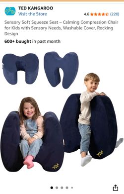 TED KANGAROO Sensory Soft Squeeze Rocking Compression Kids Armchair Blue