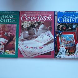 Vintage Better Homes & Gardens Pleasures Of  Cross-Stitch & Christmas Books