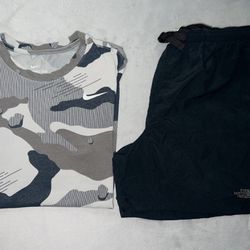 North Face Shorts + Nike Shirt 