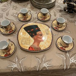 Egyptian Pharaohs Limoges Fathi Mahmoud Coffee Set Egypt 