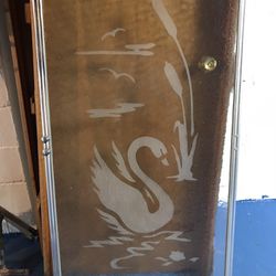 Vintage Swan Glass Shower Door 