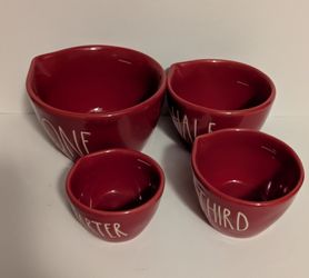 Rae Dunn Red Ceramic Measuring Cup Set of 4