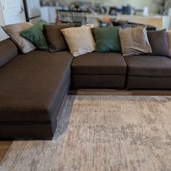 Brown Sectional chaise Couch Sofa