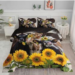 Cute Cow Print 2 Pillow Cases + Queen Duvet