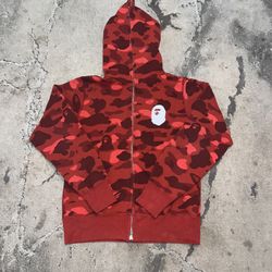 Bape Red Camo Full Zip Hoodie🩸