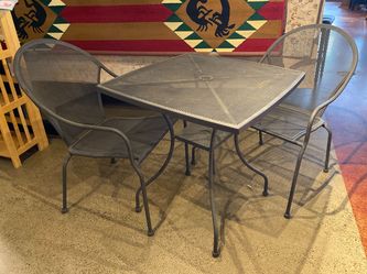 Charcoal Black All-Metal Patio Table & 2 Chairs