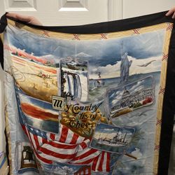 Vintage Echo Scarf American patriotic phrase My Country 'Tis of Thee 35”