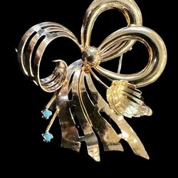 18k Large Retro Italian Bow Brooch