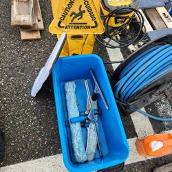 Cleaning Bucket And Wet Floor Signs
