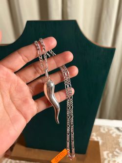 Italian Horn and Figaro chain Solid Silver