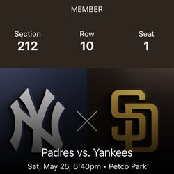 2 Tickets Padres Vs Yankees Sat May 25, 2024 