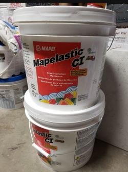 Brown floor membrane paint $30 a bucket